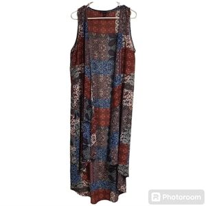 JW Style Patchwork print kimono large sleeveless kimono large Hippie kimono